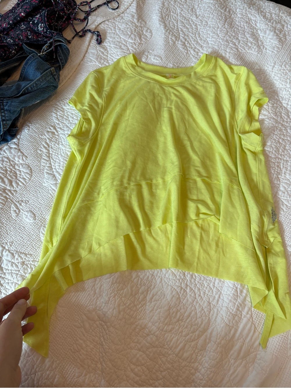 FP Movement by Free People Neon Lime Short Sleeve Layered Tee